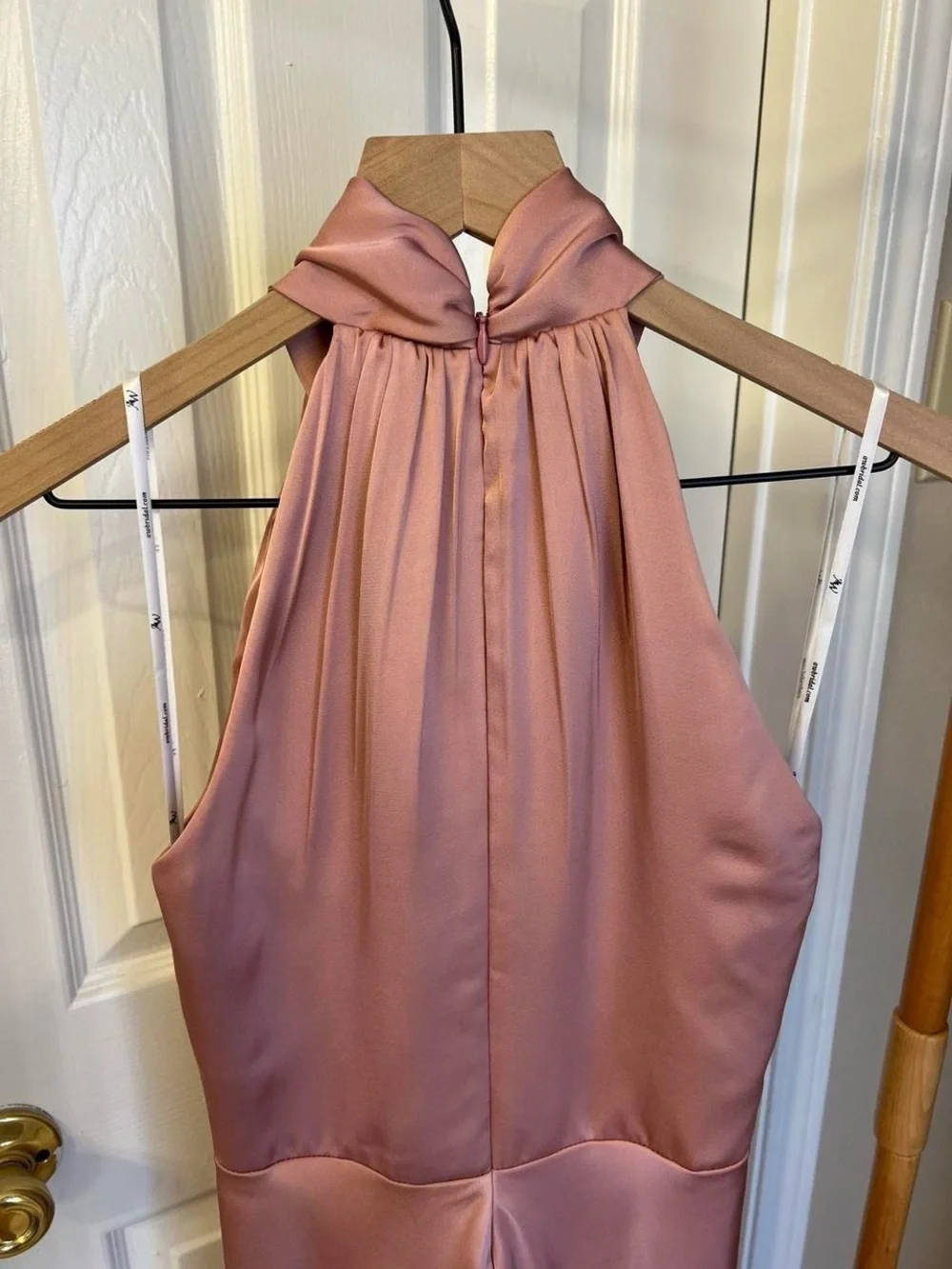 Halter Satin Bridesmaid Dress in Dusty Rose